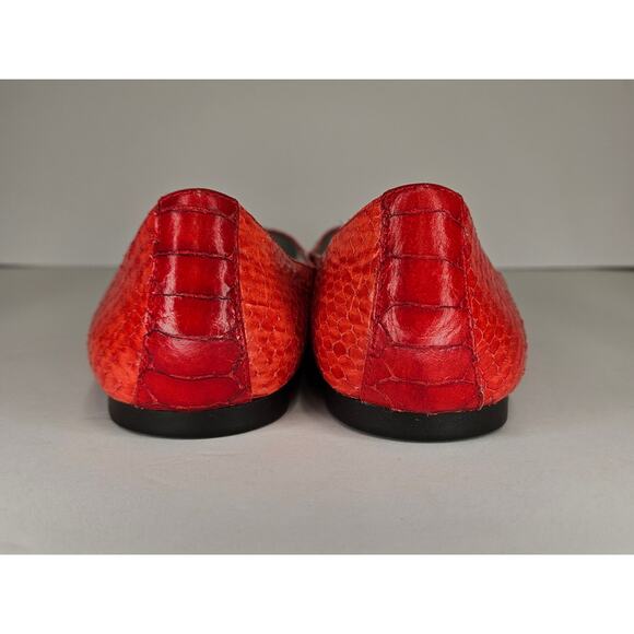 Banana Republic Red Leather Snakeskin Slip On Ballet‎ Flats Size 6.5 - Picture 3 of 9